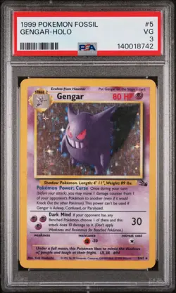 1999 POKEMON FOSSIL #5 GENGAR-HOLO PSA 3 - Image 1