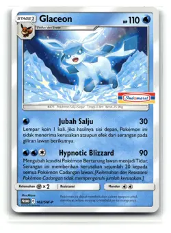 Pokemon 2020 Indonesia Glaceon Promo Card 162/SM-P Stamped Indomaret - Image 1
