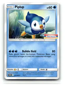 Pokemon 2020 Indonesia Piplup Promo Card 161/SM-P Stamped Indomaret - Image 1