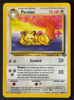 Unlimited Persian - Jungle - #42/64 - Vintage Pokemon Card 1999 WOTC - Image 1
