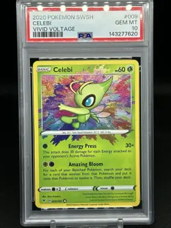 2020 POKEMON SWORD & SHIELD VIVID VOLTAGE #009 CELEBI PSA 10 - Image 1