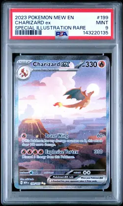2023 Pokemon Mew EN-151 Charizard EX #199 Special Illustration Rare PSA 9 - Image 1