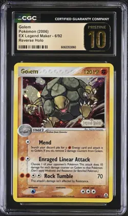 2006 Pokemon EX Golem Rev Holo Legend Maker CGC Pristine 10 - Image 1