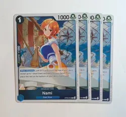 4 x Nami OP09-050 Rare Holo Foil One Piece TCG Game Card Playset NM/M - Image 1