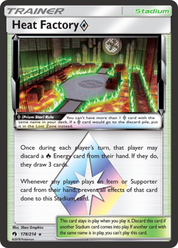 Pokemon HEAT FACTORY Prism Star 178/214 Holo (Lost Thunder) NM/Near Mint - Image 1