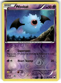 Pokemon 2012 Woobat 50/108 Dark Explorers REVERSE Card - Image 1