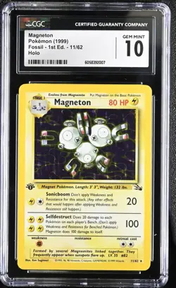 1999 Pokemon Fossil 1st Edition 11/62 Magneto Holo CGC 10 GEM MINT - Image 1