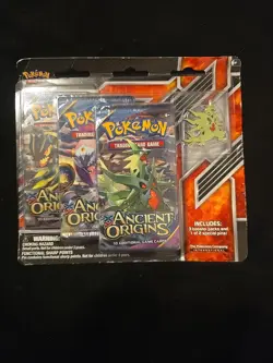 Pokemon TCG XY Ancient Origins 3 Booster Pack Blister Tyranitar Pin Art SEALED - Image 1