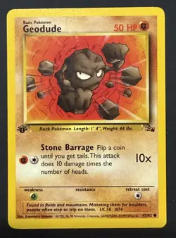 Pokemon TCG Fossil Set 1st Edition #47/62 Geodude LP 1999 WOTC Vintage - Image 1