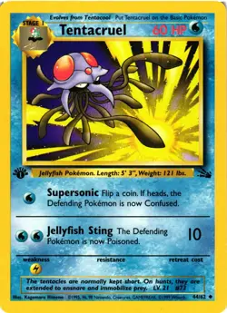 Pokemon TCG Tentacruel Fossil 1st Edition 44/62 Uncommon Regular VLP - Image 1