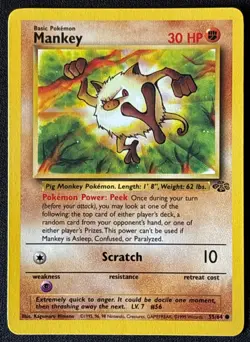 Unlimited Mankey - Jungle - #55/64 - Vintage Pokemon Card 1999 WOTC - Image 1