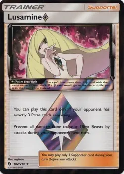 Pokemon LUSAMINE Prism Star 182/214 Holo (Lost Thunder) NM/Near Mint - Image 1