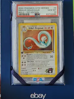 PSA 10 GEM MINT Erika’s Dragonair 1st Edition Holo Gym Heroes Pokemon 2000 #4 - Image 3