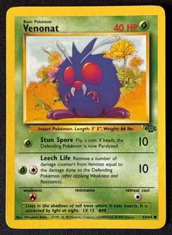 Unlimited Venonat - Jungle - #63/64 - Vintage Pokemon Card 1999 WOTC - Image 1