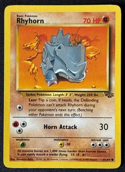 Unlimited Rhyhorn - Jungle - #61/64 - Vintage Pokemon Card 1999 WOTC - Image 1