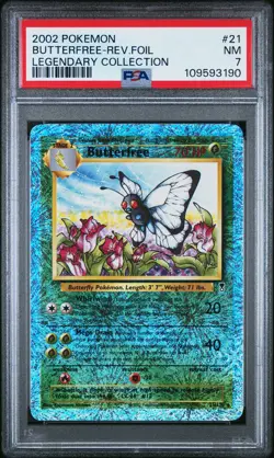 2002 POKEMON LEGENDARY COLLECTION #21 BUTTERFREE-REVERSE FOIL PSA 7 - Image 1