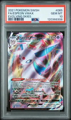 2021 Pokemon Sword & Shield Evolving Skies Espeon VMAX Fa Full Art PSA 10 #065 - Image 1