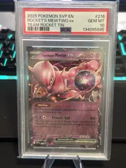 2025 POKEMON SVP EN-SV BLACK STAR PROMO #216 TEAM ROCKET'S MEWTWO EX PSA 10 - Image 1