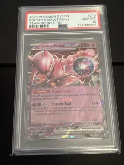 2025 POKEMON SVP EN-SV BLACK STAR PROMO #216 TEAM ROCKET'S MEWTWO EX PSA 10 - Image 3