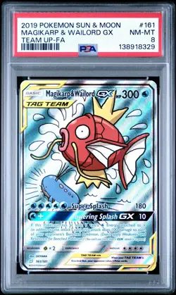 2019 Pokemon Sun & Moon Team Up Magikarp & Wailord GX FA 161/181 #161 PSA 8 - Image 1