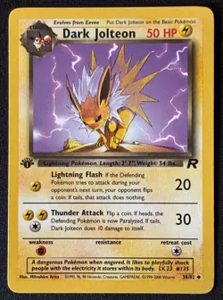 1st Edition Dark Jolteon - Team Rocket - #38/82 - Vintage Pokemon Card 1999 WOTC - Image 1