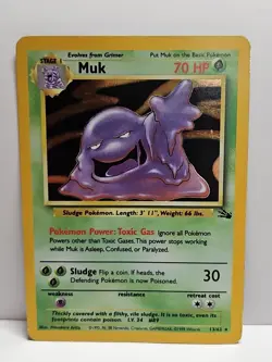 Pokemon TCG Muk #13/62 Holo Rare Fossil Base Set Unlimited WOTC VTG 1999 LP - Image 1