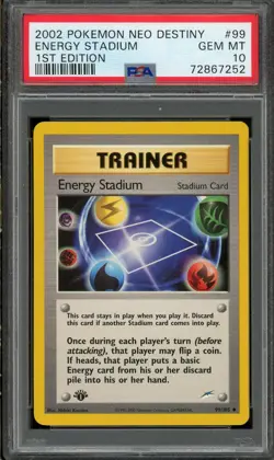 2002 POKEMON NEO DESTINY 1ST EDITION #99 ENERGY STADIUM PSA 10 GEM MINT - Image 1