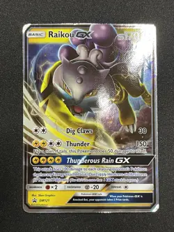 Pokemon Raikou GX SM121 SM Black Star Promo Full Art Holo Pokemon TCG HP/DMG - Image 2