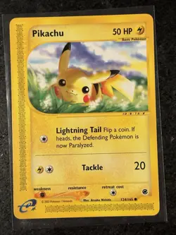 Pikachu Pokemon TCG Expedition Base Set 124/165 E-Reader - Image 1