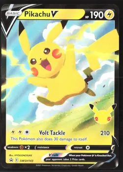 Pikachu V SWSH143 Black Star Promo Holo 25th Anniversary STAMPED Pokemon Card NM - Image 1