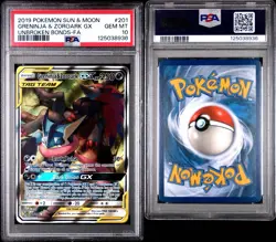 PSA 10 Greninja & Zoroark GX 201/214 Pokemon Sun Moon Unbroken Bonds Gem Mint - Image 3