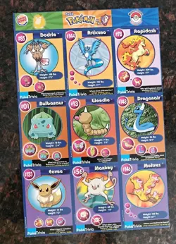 #18 POKEMON 1999 BURGER KING - MASTER TRAINER SET UNCUT SHEET #18 - Image 1