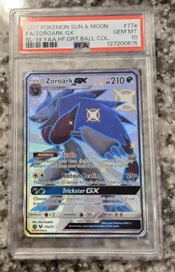 2017 POKEMON SUN & MOON SHINING LEGENDS #77A FULL ART/ZOROARK GX PSA 10 - Image 1