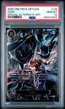 2025 Sabo One Piece Op13 Carrying On His Will 118 Special Alternate Art PSA 10 - Image 1