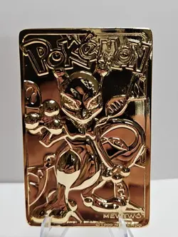 1999 Pokemon 23k Gold Plated Mewtwo Burger King Trading Card COA - Image 1