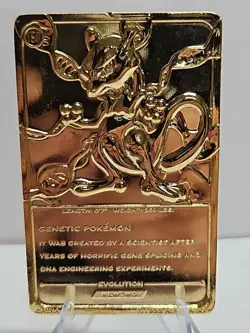 1999 Pokemon 23k Gold Plated Mewtwo Burger King Trading Card COA - Image 2