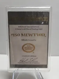 1999 Pokemon 23k Gold Plated Mewtwo Burger King Trading Card COA - Image 3