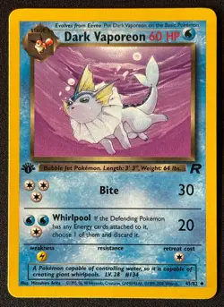 1st Edition Dark Vaporeon Team Rocket - #45/82 - Vintage Pokemon Card 1999 WOTC - Image 1