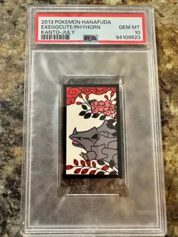 Pokemon Rhyhorn & Exeggcute Rare Pokemon Hanafuda Card - PSA 10 Gem Mint - Image 1