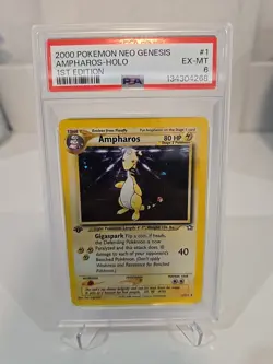 PSA 6 EX-MT Ampharos 1/111 Holo Neo Genesis 2000 Pokemon Card - Image 1