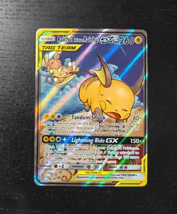 Raichu & Alolan Raichu GX Pokemon 221/236 Alternate Full Art Ultra Rare NM - Image 1