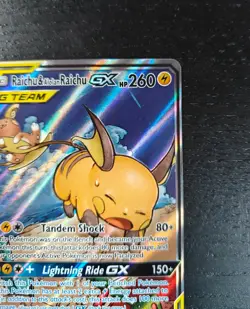 Raichu & Alolan Raichu GX Pokemon 221/236 Alternate Full Art Ultra Rare NM - Image 4