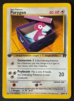 1st Edition Porygon - Team Rocket - #48/82 - Vintage Pokemon Card 1999 WOTC - Image 1