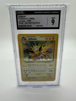 CGC 9 MINT Jolteon 1999 Jungle 4/64 No Set Symbol Holo Pokemon Card - Image 1