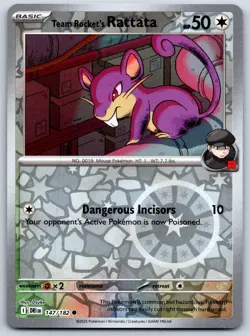Team Rocket's Rattata - Reverse Holo Destined Rivals 147/182 Pokemon 151 Card NM - Image 1