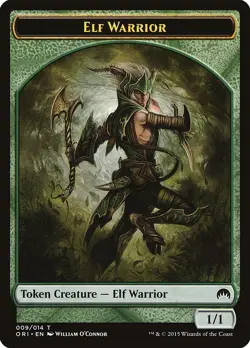 MTG GREEN 1/1 ELF WARRIOR 009 TOKEN - MAGIC ORIGINS ORI - Image 1