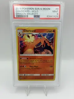 Pokemon 2018 Sun & Moon Dragon Majesty CHARIZARD Holo 3/70 - Graded PSA 9 3/70 - Image 1
