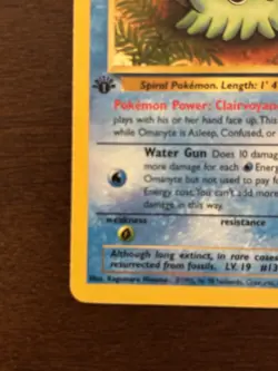 Pokemon TCG Omanyte Fossil 1st Edition 52/62 40 HP Common 1999 - Image 2