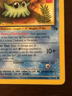 Pokemon TCG Omanyte Fossil 1st Edition 52/62 40 HP Common 1999 - Image 3