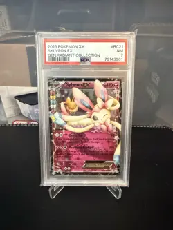 2016 POKEMON GENERATIONS SYLVEON EX #RC21 RADIANT HOLO PSA 7 - Image 1